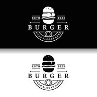 Burger Logo Fast Food Design, Hot And Delicious Food Vector Templet Illustration