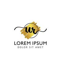 UR Initial Handwriting gold Brush Template Design vector