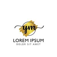 YM Initial Handwriting gold Brush Template Design vector