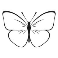 Vector Butterfly Black Silhouette Isolated on White Background. Decorative Insect Illustration