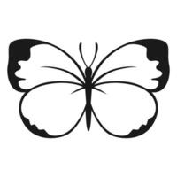 Vector Butterfly Black Silhouette Isolated on White Background. Decorative Insect Illustration