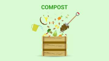 Composting concept for organic fertilizer or waste management for compost. vector illustration.