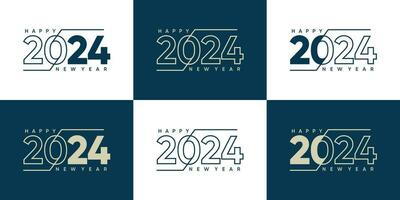 Collection of 2024 new year logo text symbol for calendar, flyer and banner design template vector