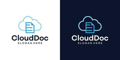 Online data logo design template. Cloud logo with document design graphic vector illustration. Symbol, icon, creative.