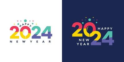 2024 Happy New Year logo trend design. Logo text 2024 colorful with negative space balloon for calendar, flyer and banner design template vector