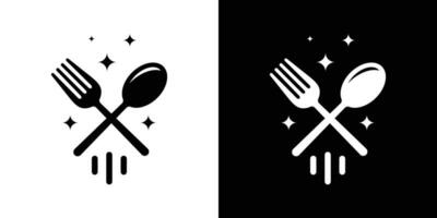 rápido comida logo diseño modelo. resumen cohete y estrella con tenedor cuchara diseño gráfico vector ilustración. símbolo, icono, creativo.