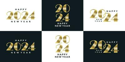 Collection of 2024 new year logo text symbol for calendar, flyer and banner design template vector