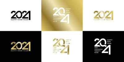 Collection of 2024 new year logo text symbol for calendar, flyer and banner design template vector