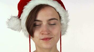 Young attractive Christmas girl looking shocked or surprised video