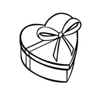 Line sketch of holiday gift with bow, vector illustration