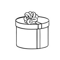 Line sketch of holiday gift with bow, vector illustration