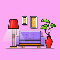 Living Room Cartoon Vector Icon Illustration. Interior Object  Icon Concept Isolated Premium Vector. Flat Cartoon Style