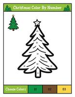 Christmas color by number coloring page printable activity With Christmas Tree vector