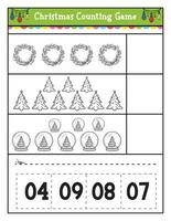 Counting Math game for kids with Christmas Theme vector