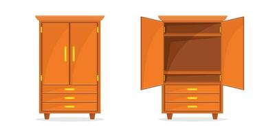 Cupboard icon in flat style. Wardrobe storage vector illustration on isolated background. Drawer cabinet sign business concept.