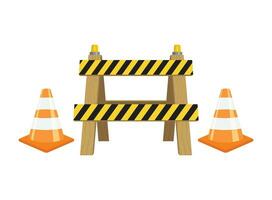 Stop traffic road barrier icon in flat style. Roadwork vector illustration on isolated background. Safety barricade sign business concept.