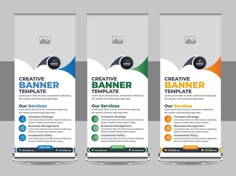Attractive modern roll up banner design template, Presentation concept, modern roll up, Standee template, X-banner template vector, Flag banner design layout vector