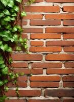 Brick Wall and Vine Texture Background AI Generative photo