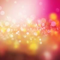 Bright yellow-pink sparkling background with bokeh effect. Gradient, vibrant, digital paper, print. Generative AI photo