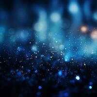 Blue abstract neon background, bokeh effect, glow. Generative AI photo