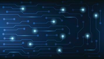 Hi tech digital circuit board. AI pad and electrical lines connected on blue lighting background. futuristic technology design element concept vector