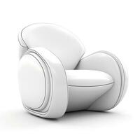 Trendy white armchair. Furniture, interior, isolated element on white background. Generative AI photo