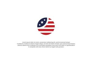 logo american flag circle red blue vector