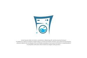 logo laundry washing machine modern bubble blue vector