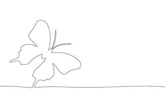 Butterfly one line continuous. Insect butterfly hand drawn outline. Butterfly line art. Vector illustration.