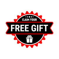 Claim Your Free Gift Box Icon Badge, Gift Box Symbol, Marketing And Campaign Design Elements, Emblem, Label, Sticker, T Shirt Design Elements For Social Media Promotional Products png