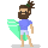 Pixel art surfer player character png