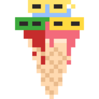 Pixel art ice cream cone with sunglasses png