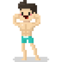 Pixel art summer man in beach costume character png