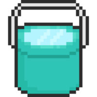 Pixel art cartoon water bucket icon png