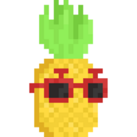 pixel konst tall äpple med solglasögon png