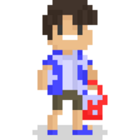 Pixel art asian songkran character png