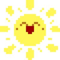 pixel art content Soleil dessin animé personnage png