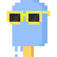 Pixel art blue ice cream with sunglasses png