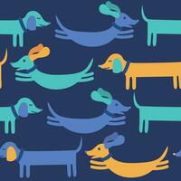 Vector seamless background with colorful dogs