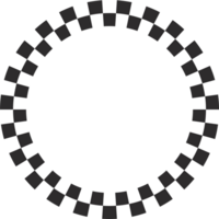 Schachbrett Kreis Rahmen mit schwarz und Weiß Schach Muster.y2k geometrisch Form. retro groovig Illustration png