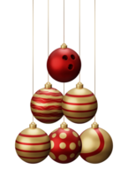 Red and Gold Bowling Hanging Christmas Balls png