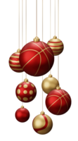 Red and Gold Basketball Hanging Christmas Balls png