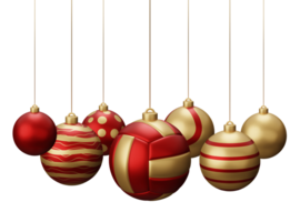 Red and Gold Volleyball Hanging Christmas Balls png