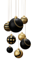 Golden Black Baseball Hanging Christmas Balls png