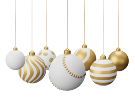 dorado béisbol colgando Navidad pelotas png