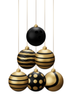 Golden Black Bowling Hanging Christmas Balls png