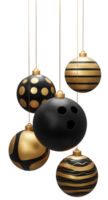 Golden Black Bowling Hanging Christmas Balls png