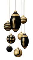 Golden Black rugby Hanging Christmas Balls png