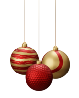 Red and Gold Golf Hanging Christmas Balls png