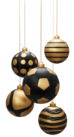 Golden Black Football Hanging Christmas Balls png